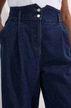 Pantalon en denim grande taille à jambes larges