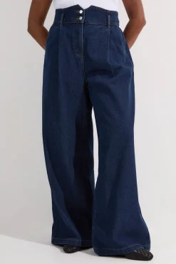 Pantalon en denim grande taille à jambes larges