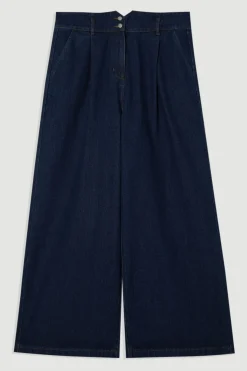 Pantalon en denim grande taille à jambes larges