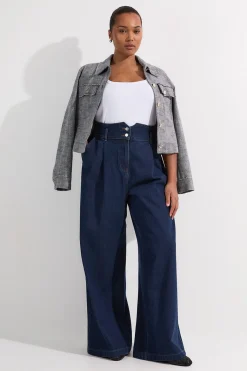 Pantalon en denim grande taille à jambes larges