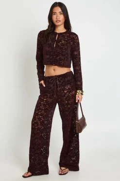 Pantalon En Dentelle Avec Taille À Cordon