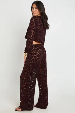 Pantalon En Dentelle Avec Taille À Cordon