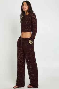 Pantalon En Dentelle Avec Taille À Cordon