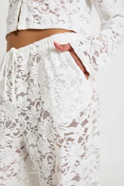 boohoo Pantalon En Dentelle À Taille Cordon Coulissant<Femme Pantalons|Tons Neutres