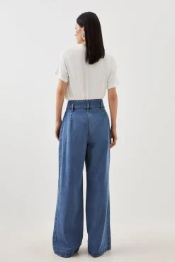 Pantalon en jean à jambes larges pour femmes de petite taille