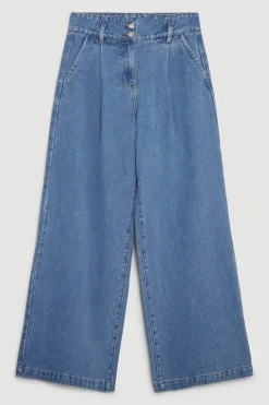Pantalon en jean à jambes larges pour femmes de petite taille
