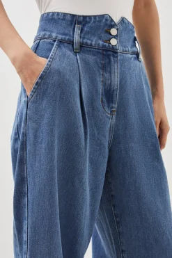 Pantalon en jean à jambes larges pour femmes de petite taille