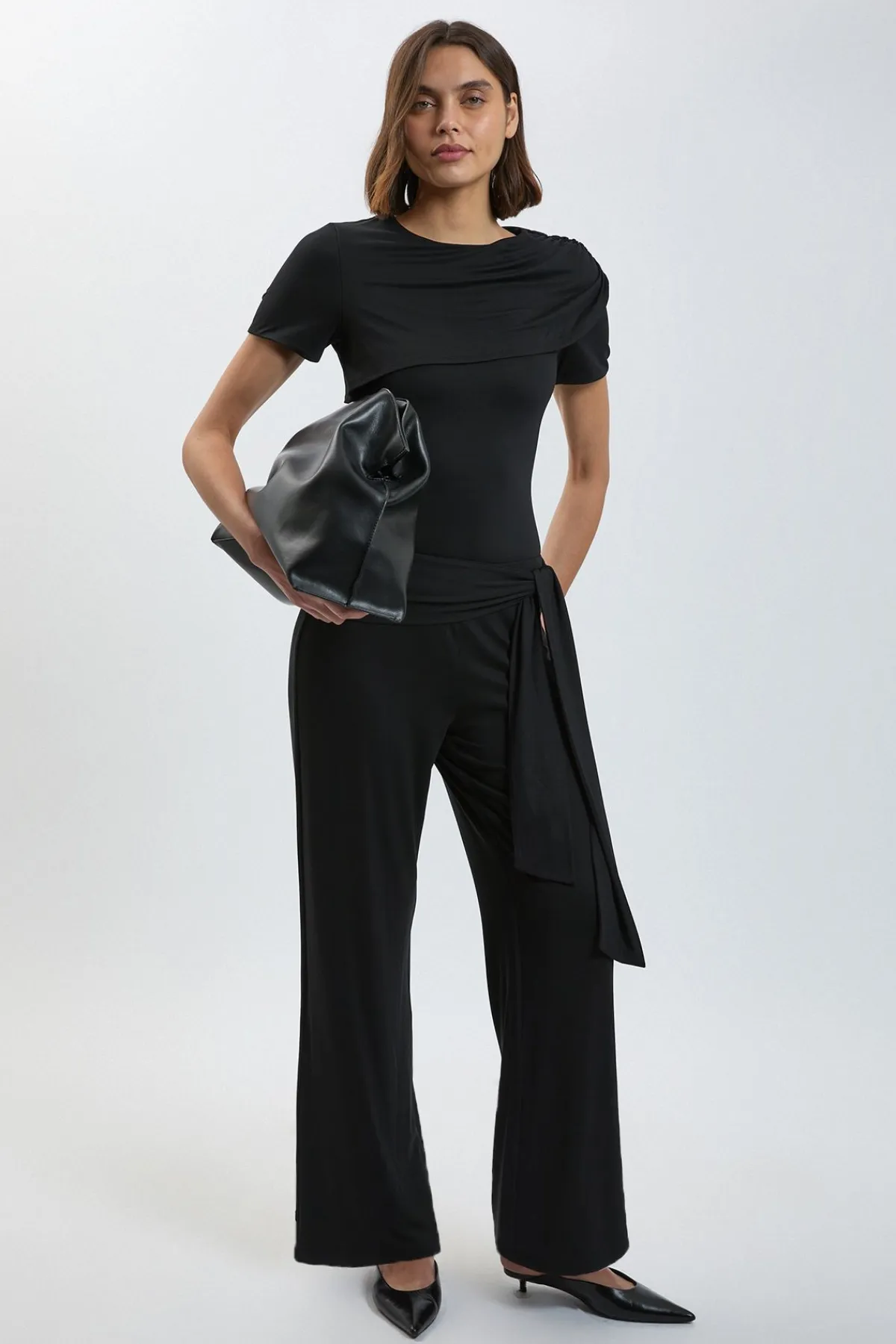 KarenMillen Pantalon En Jersey De Viscose À Taille Nouée<Femme Pantalons|Ensembles