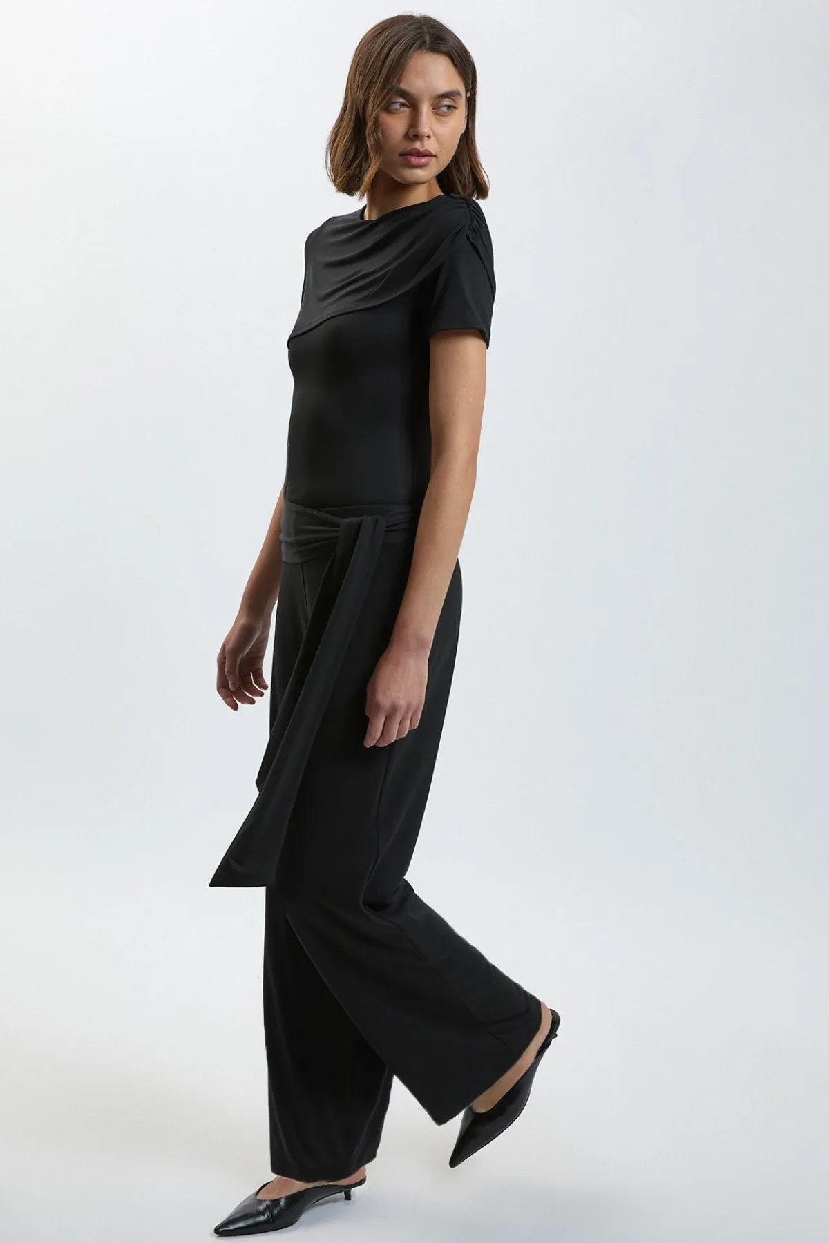 KarenMillen Pantalon En Jersey De Viscose À Taille Nouée<Femme Pantalons|Ensembles