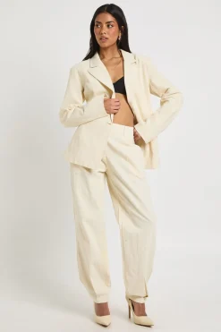 Pantalon en lin ajusté à jambe droite