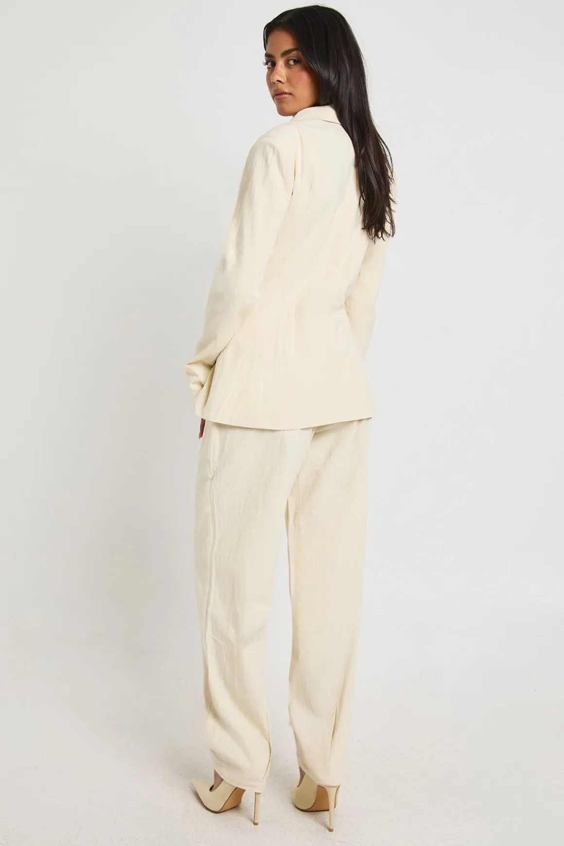 Pantalon en lin ajusté à jambe droite