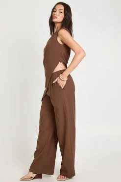 Pantalon En Lin Avec Taille À Cordon Coulissant