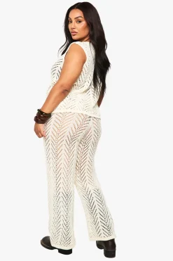 boohoo Pantalon en maille de plage à jambes larges Plus<Femme Tenues De Plage