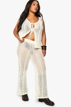 boohoo Pantalon en maille de plage à jambes larges Plus<Femme Tenues De Plage