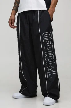 Pantalon en nylon oversize à détails de passepoil officiel