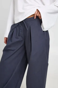 Pantalon En Popeline De Coton À Jambe Tonneau