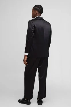 boohooMAN Pantalon en satin à haute brillance, coupe décontractée<Homme Costumes Et Tenues Formelles
