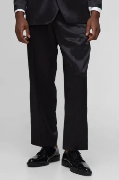 boohooMAN Pantalon en satin à haute brillance, coupe décontractée<Homme Costumes Et Tenues Formelles