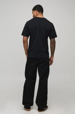 Pantalon en sergé délavé à coupe décontractée avec ceinture bicolore