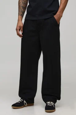 Pantalon en sergé délavé à coupe décontractée avec ceinture bicolore