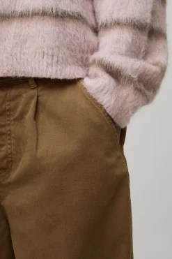 Pantalon en serge lavée à coupe ballon haute & ceinture moitié-moitié