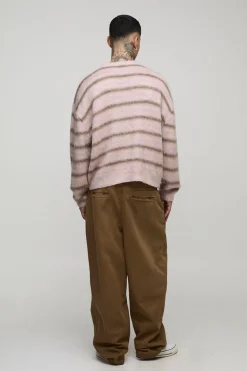 Pantalon en serge lavée à coupe ballon haute & ceinture moitié-moitié