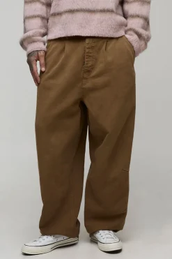 Pantalon en serge lavée à coupe ballon haute & ceinture moitié-moitié