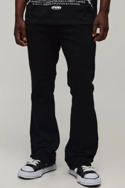 boohooMAN Pantalon En Sergé Lavé Taille Haute Évasé Slim Mi-parti Pour Grande Taille<Homme Pantalons Tall|Tout Afficher