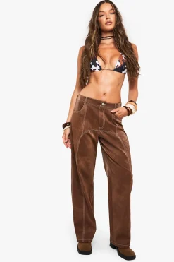 Pantalon en synthétique au look vintage avec garniture contrastante