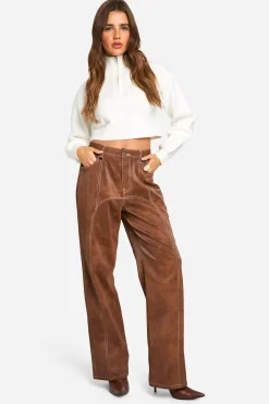 Pantalon en synthétique au look vintage avec garniture contrastante