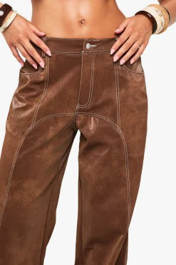 Pantalon en synthétique au look vintage avec garniture contrastante