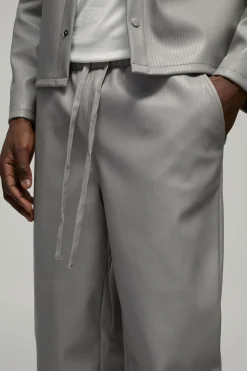 Pantalon en synthétique Gaufré à Taille Élastique Coupe Décontractée