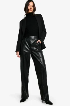 Pantalon en synthétique à jambe droite et coupe longue