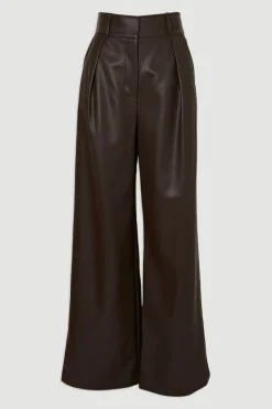 KarenMillen Pantalon en synthétique à taille haute et jambes larges<Femme Pantalons