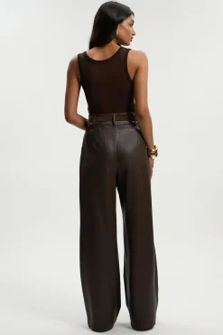 KarenMillen Pantalon en synthétique à taille haute et jambes larges<Femme Pantalons