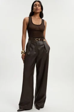 KarenMillen Pantalon en synthétique à taille haute et jambes larges<Femme Pantalons