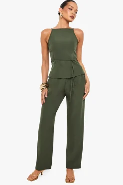 boohoo Pantalon en tissu tissé à taille élastiquée<Femme Tailleurs|Ensembles