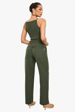 boohoo Pantalon en tissu tissé à taille élastiquée<Femme Tailleurs|Ensembles