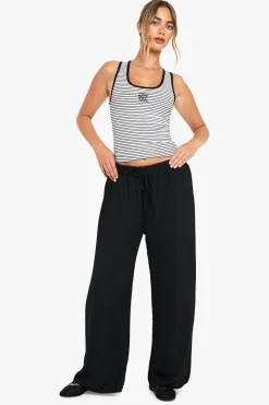 Pantalon en tissu tissé à taille nouée et jambe large