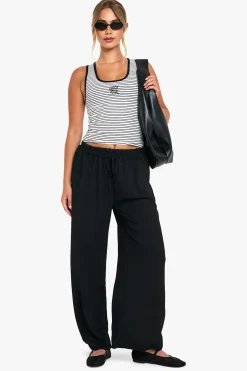 Pantalon en tissu tissé à taille nouée et jambe large