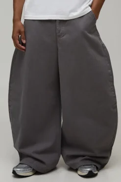 Pantalon En Twill Lavé À Jambe Tonneau Avec Ceinture Bicolore