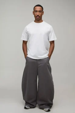 Pantalon En Twill Lavé À Jambe Tonneau Avec Ceinture Bicolore