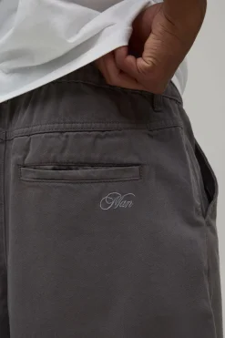 Pantalon En Twill Lavé À Jambe Tonneau Avec Ceinture Bicolore