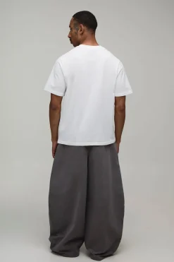 Pantalon En Twill Lavé À Jambe Tonneau Avec Ceinture Bicolore