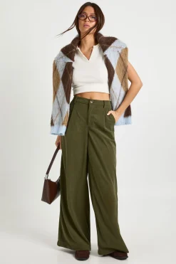 boohoo Pantalon en velours côtelé à jambes larges<Femme Pantalons