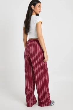 boohoo Pantalon à fines rayures, jambe large avec taille à cordon<Femme Pantalons|Looks De Rentrée
