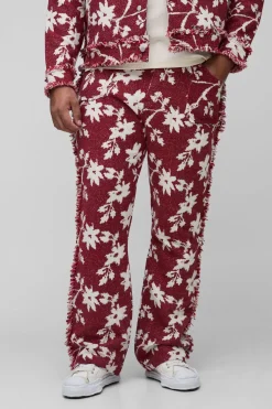Pantalon flare empilé à tapisserie florale en grande taille
