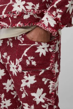Pantalon flare empilé à tapisserie florale en grande taille