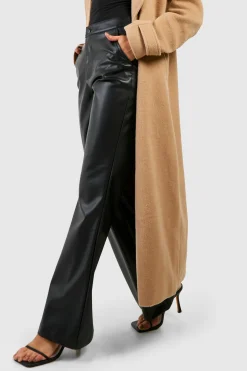 Pantalon flare taille haute synthétique