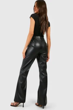 Pantalon flare taille haute synthétique
